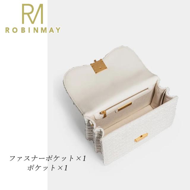 保証付 返品OK 正規品 ROBINMAY ロビンメイ C378 レディース RMロゴ エレガント ツイード ハンドバッグ 2WAY ショルダー 肩掛け ビーガン人気 60代 50代30代 40代 20代 SDGs サステナブル 台湾 鞄 ラウンド ミラー付き クロスボディバッグ Elly雙層斜背包(毛?)_14