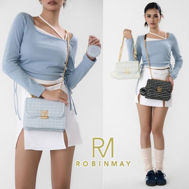 保証付 返品OK 正規品 ROBINMAY ロビンメイ C378 レディース RMロゴ エレガント ツイード ハンドバッグ 2WAY ショルダー 肩掛け ビーガン人気 60代 50代30代 40代 20代 SDGs サステナブル 台湾 鞄 ラウンド ミラー付き クロスボディバッグ Elly雙層斜背包(毛?)_1