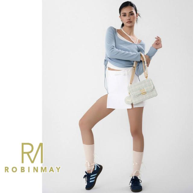 保証付 返品OK 正規品 ROBINMAY ロビンメイ C378 レディース RMロゴ エレガント ツイード ハンドバッグ 2WAY ショルダー 肩掛け ビーガン人気 60代 50代30代 40代 20代 SDGs サステナブル 台湾 鞄 ラウンド ミラー付き クロスボディバッグ Elly雙層斜背包(毛?)_4