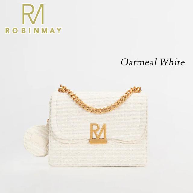 保証付 返品OK 正規品 ROBINMAY ロビンメイ C378 レディース RMロゴ エレガント ツイード ハンドバッグ 2WAY ショルダー 肩掛け ビーガン人気 60代 50代30代 40代 20代 SDGs サステナブル 台湾 鞄 ラウンド ミラー付き クロスボディバッグ Elly雙層斜背包(毛?)_5