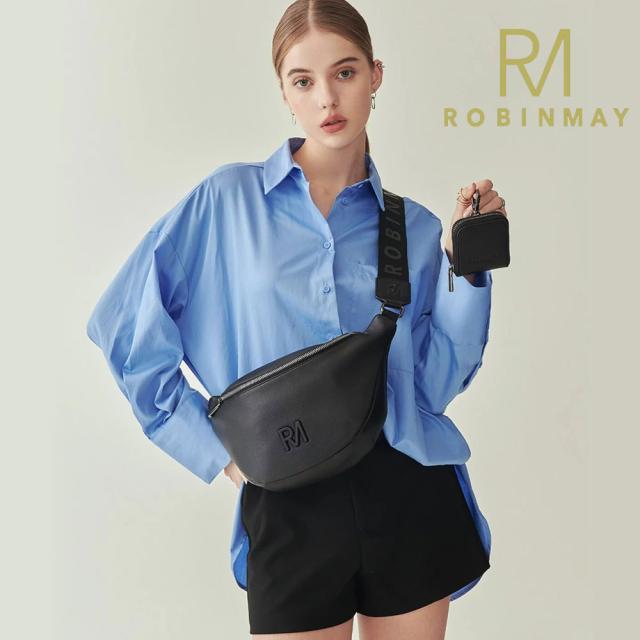 保証付 返品OK  正規品  2024 ROBINMAY ロビンメイ  I035 Supreme Mont Knight Cross Body Bag (L) ユニセックス 男女兼用 RMロゴ ナナメ掛けショルダーバッグ チェストバッグ ボディバッグ ビーガンレザー ヴィーガン ウエストバッグ  黒　20代 30代 40代 50代 60代 公式