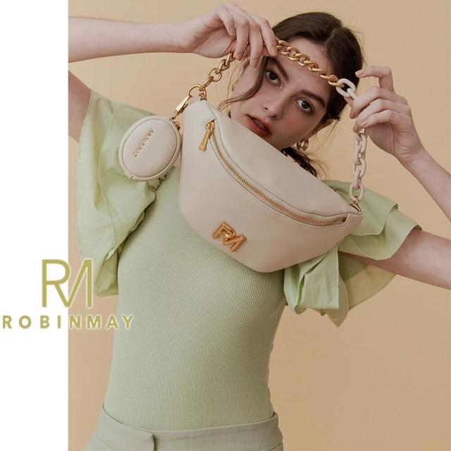 保証付 返品OK 正規品 ROBINMAY ロビンメイ I045 Limited Ella Collection-Mont Chest Bag レディース RMロゴ ジャガード刺繍ショルダー ナナメ掛バッグ サコッシュ チェーンハンドル ビーガンレザー ヴィーガン 30代 40代 SDGs ボディバッグ コインケース付 台湾_2
