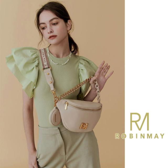 保証付 返品OK 正規品 ROBINMAY ロビンメイ I045 Limited Ella Collection-Mont Chest Bag レディース RMロゴ ジャガード刺繍ショルダー ナナメ掛バッグ サコッシュ チェーンハンドル ビーガンレザー ヴィーガン 30代 40代 SDGs ボディバッグ コインケース付 台湾_3