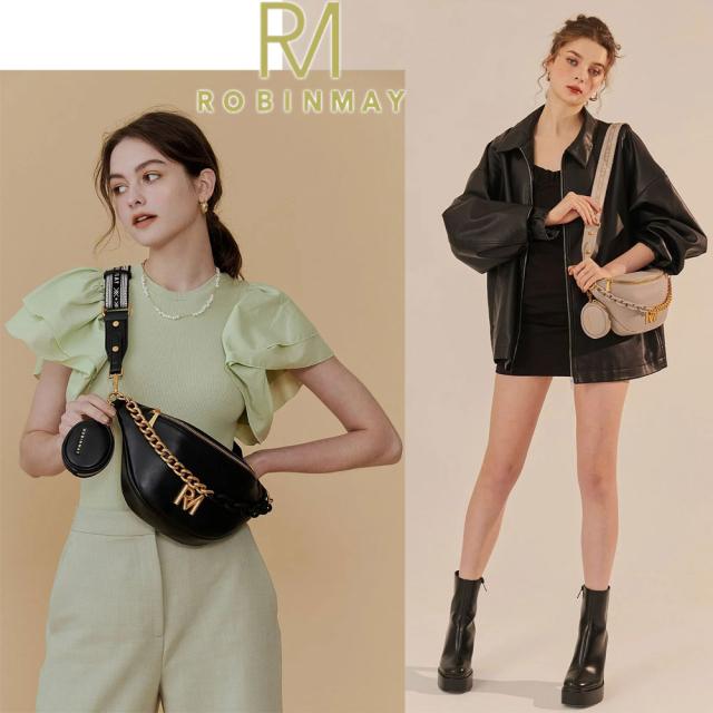保証付 返品OK 正規品 ROBINMAY ロビンメイ I045 Limited Ella Collection-Mont Chest Bag レディース RMロゴ ジャガード刺繍ショルダー ナナメ掛バッグ サコッシュ チェーンハンドル ビーガンレザー ヴィーガン 30代 40代 SDGs ボディバッグ コインケース付 台湾_4