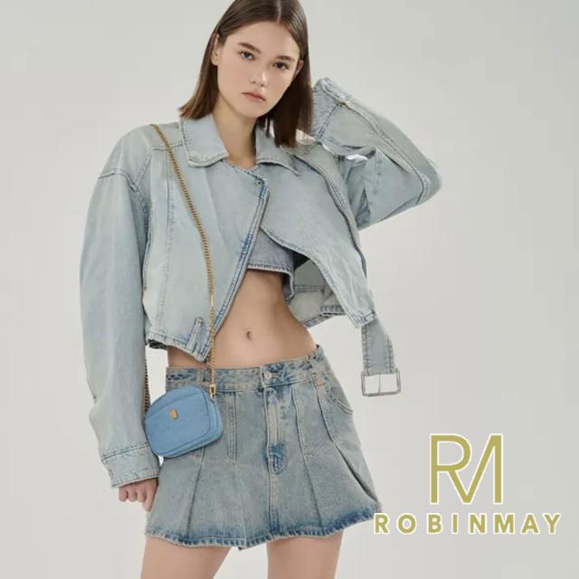 保証付 返品OK  正規品  2024 ROBINMAY ロビンメイ  L123 荷絲鐵？包 レディース RMスクエアロゴ デニム チェーンバッグ カードケース ボディバッグ ポーチ カード入れ 小さめ 春夏秋冬 カジュアル 人気 30代 40代 20代 旅行 台湾 コンパクト ミニバッグ チェーンショルダーの通販は