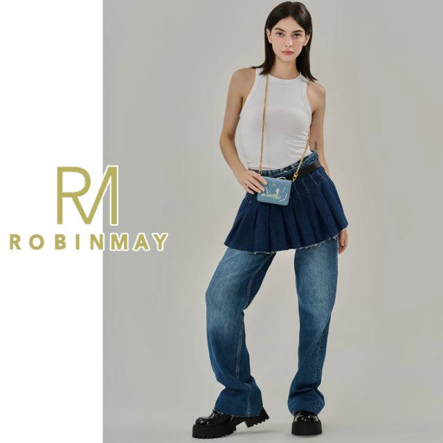 保証付 返品OK 正規品 ROBINMAY ロビンメイ L132 ラクガキデザイン アメリカンポップ デニム チェーンショルダー財布 ミニ財布 お財布バッグ 折りたたみ財布 春夏秋冬 ビーガンレザー 通勤通学 人気 30代 40代 20代 SDGs サステナブル 台湾 鞄 ナナメ掛け Alexa鐵?包_1