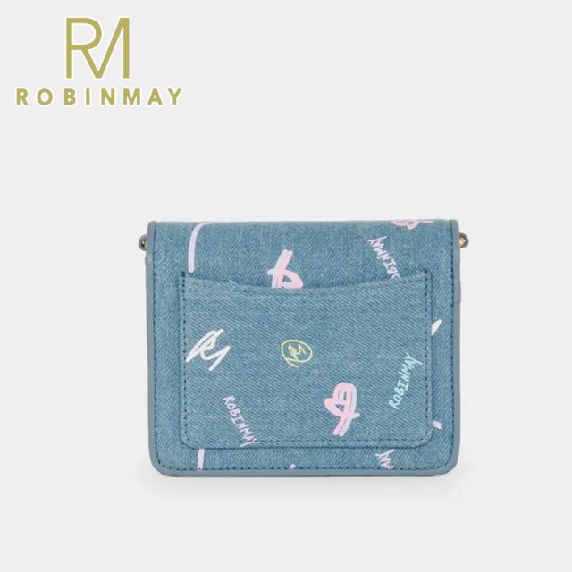 保証付 返品OK 正規品 ROBINMAY ロビンメイ L132 ラクガキデザイン アメリカンポップ デニム チェーンショルダー財布 ミニ財布 お財布バッグ 折りたたみ財布 春夏秋冬 ビーガンレザー 通勤通学 人気 30代 40代 20代 SDGs サステナブル 台湾 鞄 ナナメ掛け Alexa鐵?包_3