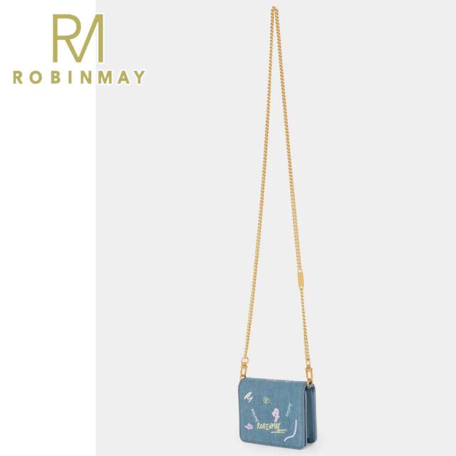 保証付 返品OK 正規品 ROBINMAY ロビンメイ L132 ラクガキデザイン アメリカンポップ デニム チェーンショルダー財布 ミニ財布 お財布バッグ 折りたたみ財布 春夏秋冬 ビーガンレザー 通勤通学 人気 30代 40代 20代 SDGs サステナブル 台湾 鞄 ナナメ掛け Alexa鐵?包_4