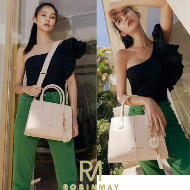 保証付 返品OK 正規品 ROBINMAY ロビンメイ WB044 レディース RMロゴ レトロ風 トートバック 2WAY 肩掛け ビーガンレザー ヴィーガン 人気 60代 50代30代 40代 20代 SDGs サステナブル 台湾発 鞄 Star of Champs Handbag 香?星辰手提包(M) ショルダー ボストン_2