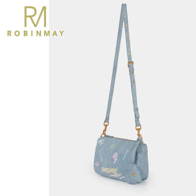 保証付 返品OK  正規品 2024 ROBINMAY ロビンメイ  WB112 Alexa 肩背包 レディース デニム カジュアル ショルダー バッグ 落書き グラフィック ペイント 50代　60代　人気 30代 40代 20代 SDGs 新作 入荷 台湾 海外モデル 鞄 ポップ 通勤通学 ハート型チャーム付き ブルー 保証付 返品OK 正規品 2024 ROBINMAY ロビンメイ WB112 Alexa 肩背包