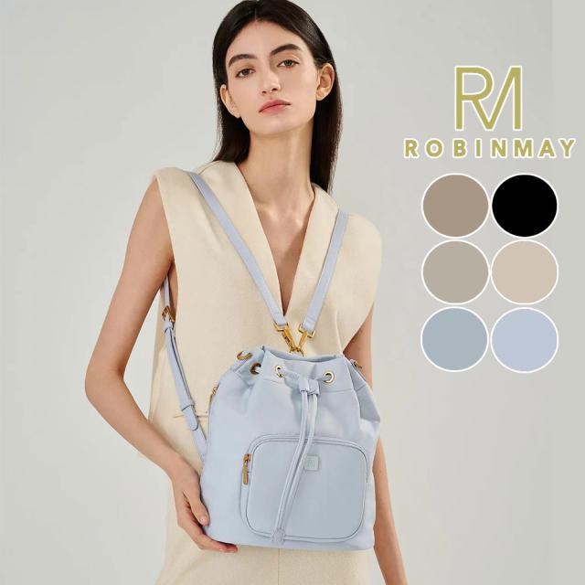 保証付 返品OK 正規品 2024 ROBINMAY ロビンメイ Z433 艾蜜莉水桶肩背包 L レディース ナイロン 巾着 リュック ショルダーバッグ 大容量 軽量 撥水 春夏秋冬 ビーガンレザー50代　60代　人気 30代 40代 20代 SDGs 新作 入荷 ソルベ 台湾 海外モデル 鞄 2WAY 通勤通学の通販は
