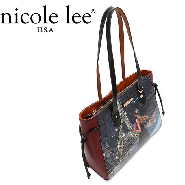 新作 AW NICOLE LEE ニコールリー SET16757 レディース ニコルリー ネイビーブルー フラワーブーケ エッフェル塔 トートバッグ＋ハンドバッグ＋長財布セット ショルダー 3点SET 公式 2WAY ビーガンレザー TONIGHT FOR YOU 大きめ 小さめ 新作 AW NICOLE LEE ニコールリー SET16757 レディース ニコルリー