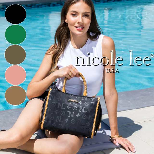 新作 数量限定 NICOLE LEE ニコールリー EN16732 KEYSHA NYLON SATCHEL レディース モノグラムロゴ柄ナイロンサッチェル ミニボストン ハ