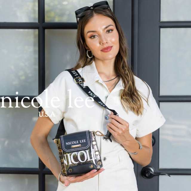 【美品】ニコールリー　トートバッグ　レザー　フラワー柄　ロゴ金具　肩掛け　大容量 美品】ニコールリー トートバッグ レザー フラワー柄 ロゴ金具