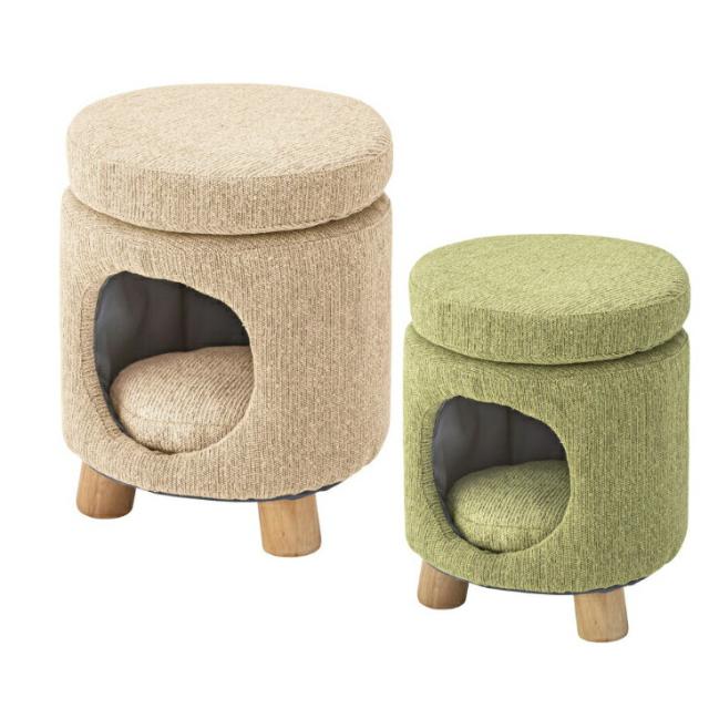 ペットハウススツール スツール ペットハウス 犬 猫 ペット クッション付き 天然木 かわいい ラウンド 東谷 PET-61