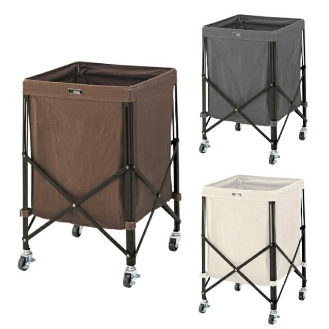フォールディングバスケット ワゴン キャスター付き バスケット 布製収納 ランドリー ブラウン グレー アイボリーの通販は 5,916円