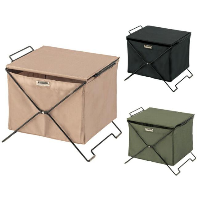 フォールディングバスケット 収納カゴ 折りたたみ 蓋付き 布製 収納ボックス ベージュ ブラック グリーン 東谷 MIP-75