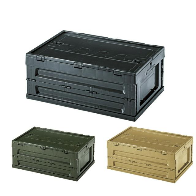 フォールディング コンテナS 収納 折り畳み 重ね置き コンパクト 室内 ガレージ ブラック グリーン ベージュ　東谷 LFS-33