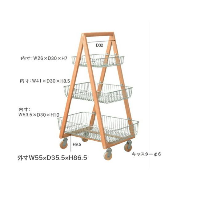 バスケットワゴン キッチンワゴン ガーデンプランター フェイクグリーン 観葉植物 天然木 スチール キャスター付き テーブルサイド ラック 棚 グリーン ホワイト 東谷 PW-54の通販は