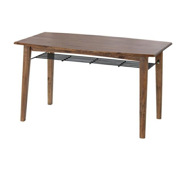 ティンバーダイニングテーブル 天然木 ミンディ アイアン 棚付き PM-304 ブラウン 東谷 コンパクト