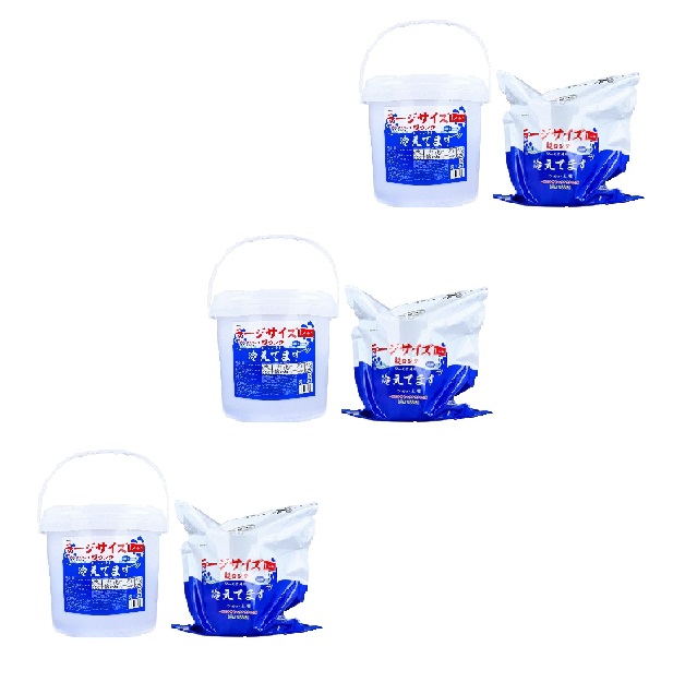 クールタオル 冷えてます iiもの本舗 ラージサイズ 超ロング バケツ本体と替え ６０枚X２入り３個セット 厚手 16×100 冷感 さらさらパウダー