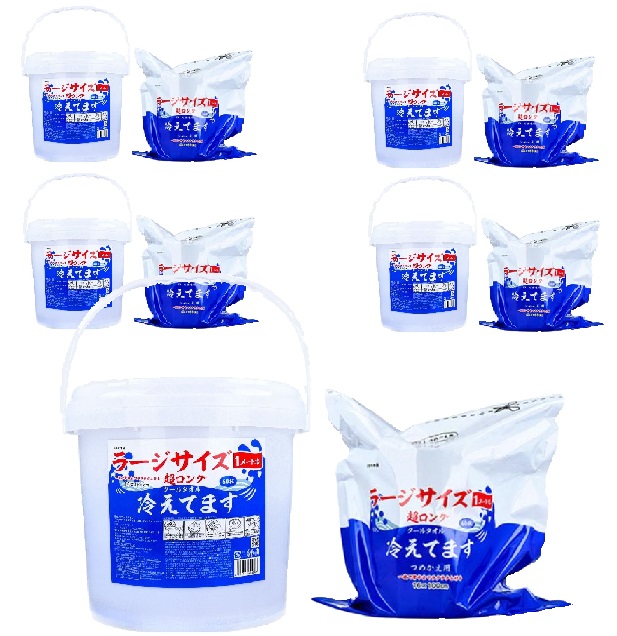 クールタオル 冷えてます iiもの本舗 ラージサイズ 超ロング バケツ本体と替え ６０枚X２入り５個セット 厚手 16×100 冷感 さらさらパウダー