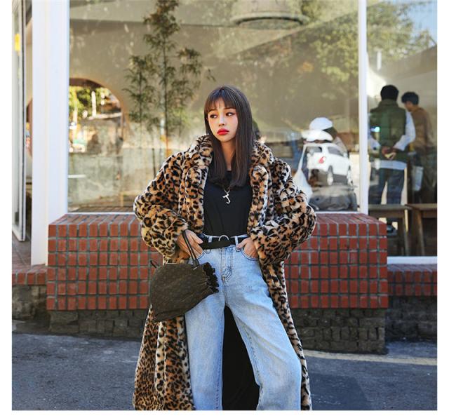 フェイクファーコート ファーコート レデイース 毛皮コート ジャケット ヒョウ柄 ボアコートフォックス ロング丈 長袖 アウター フェイクファーコート ファーコート レデイース 毛皮コート ジャケット