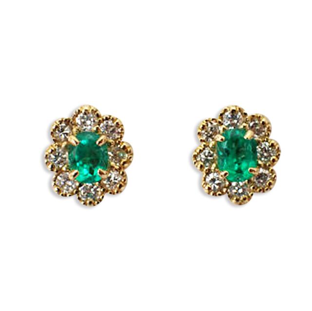 【新品】K18 エメラルド ダイヤモンド ピアス［i7-2］の通販は