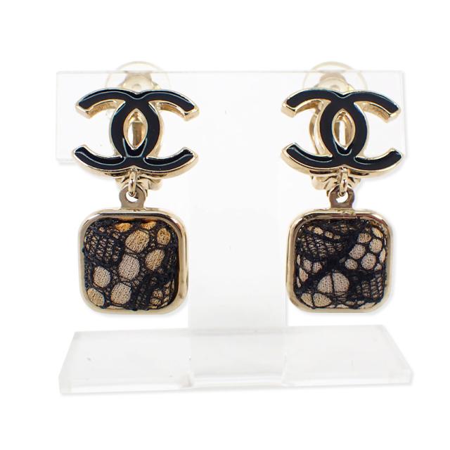 【中古】CHANEL/シャネル ココマーク レース イヤリング/j36-2