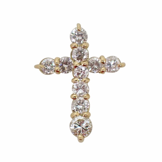 新品】K18 ダイヤモンド/0.45ct クロス ペンダントトップ[f3-9