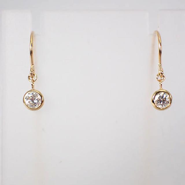 【新品】K18YG ダイヤモンド ピアス 0.10ct、0.10ct[i12-10］_1