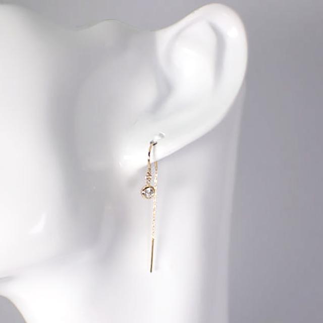 【新品】K18YG ダイヤモンド ピアス 0.10ct、0.10ct[i12-10］_5