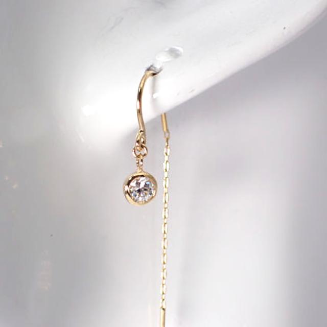 【新品】K18YG ダイヤモンド ピアス 0.10ct、0.10ct[i12-10］_6