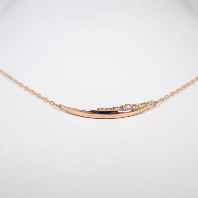 現行品 4℃ ヨンドシー K18PG ダイヤモンド ライン ネックレス 中古】4℃ K18PG ダイヤモンド ライン ネックレス/j36-10