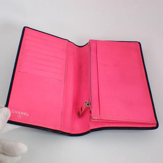 【中古】CHANEL/シャネル カンボンライン ブラックｘピンク 長財布/b49-22_3