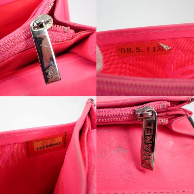【中古】CHANEL/シャネル カンボンライン ブラックｘピンク 長財布/b49-22_8