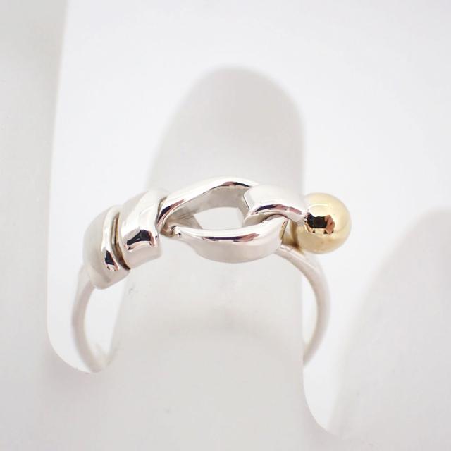 TIFFANY　925/750　ラブノットリング　　中古品 ティファニー フック&アイ ラブノットリング 750 925 コンビ