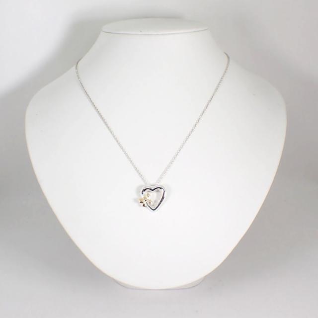 【中古】TIFFANY/ティファニー 925/750 ハートリボン ペンダント/ネックレス/j139-33_1