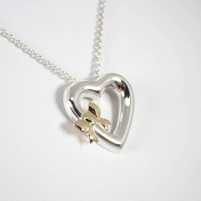【中古】TIFFANY/ティファニー 925/750 ハートリボン ペンダント/ネックレス/j139-33_2
