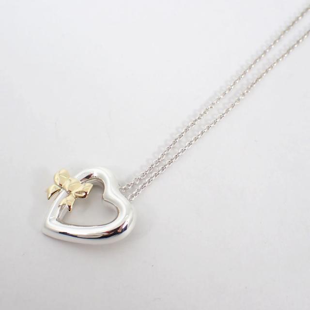 【中古】TIFFANY/ティファニー 925/750 ハートリボン ペンダント/ネックレス/j139-33_5