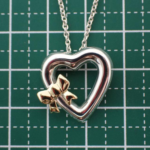 【中古】TIFFANY/ティファニー 925/750 ハートリボン ペンダント/ネックレス/j139-33_7