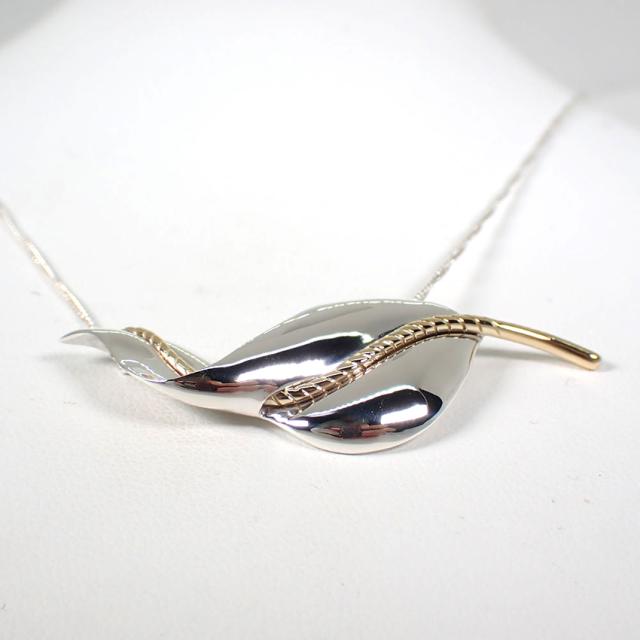 【中古】TIFFANY/ティファニー 925 750 リーフ ペンダント/ネックレス/j213-35_3