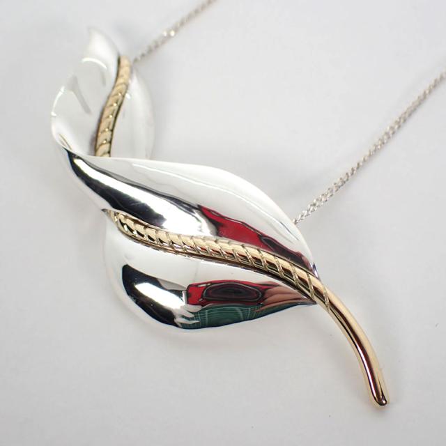 【中古】TIFFANY/ティファニー 925 750 リーフ ペンダント/ネックレス/j213-35_5