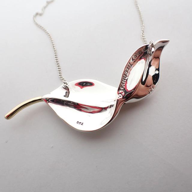 【中古】TIFFANY/ティファニー 925 750 リーフ ペンダント/ネックレス/j213-35_7