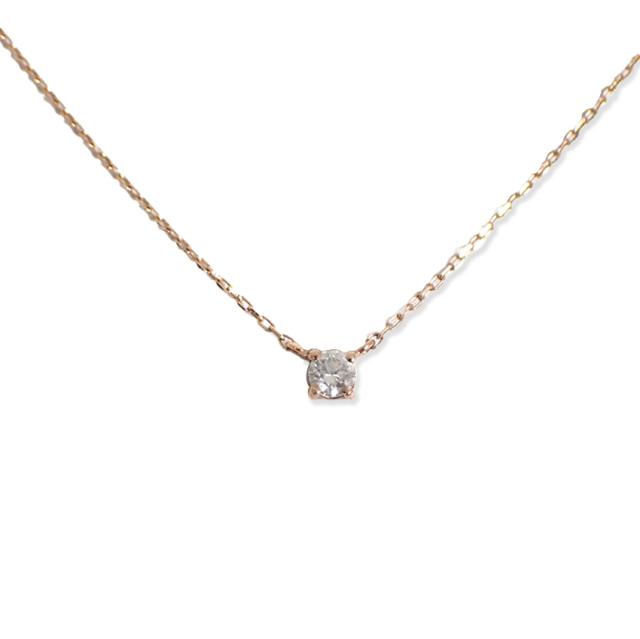 【中古】4℃ K10PG ダイヤモンド ペンダント/ネックレス/j73-35