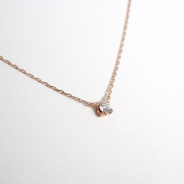 【中古】4℃ K10PG ダイヤモンド ペンダント/ネックレス/j73-35