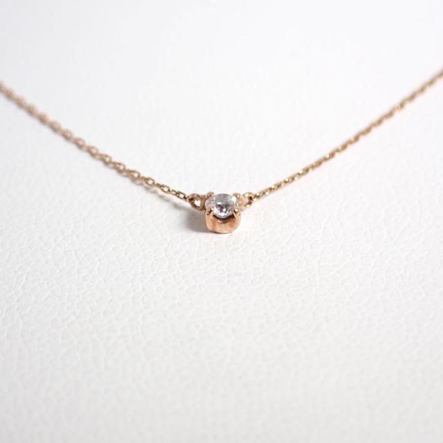 【中古】4℃ K10PG ダイヤモンド ペンダント/ネックレス/j73-35