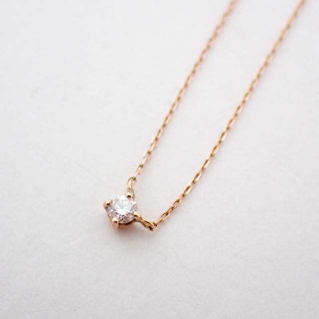 【中古】4℃ K10PG ダイヤモンド ペンダント/ネックレス/j73-35