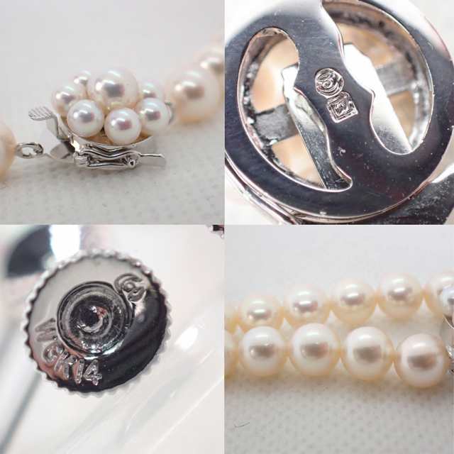 【中古】TASAKI/タサキ アコヤ真珠 SS/K14WG 7.0-7.5mm ２点セット ネックレス/ピアス[g265-63］