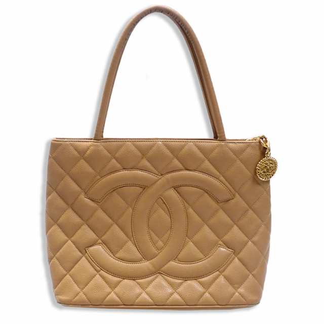 中古】CHANEL/シャネル 復刻 キャビアスキン 8番台 ベージュ トート ...